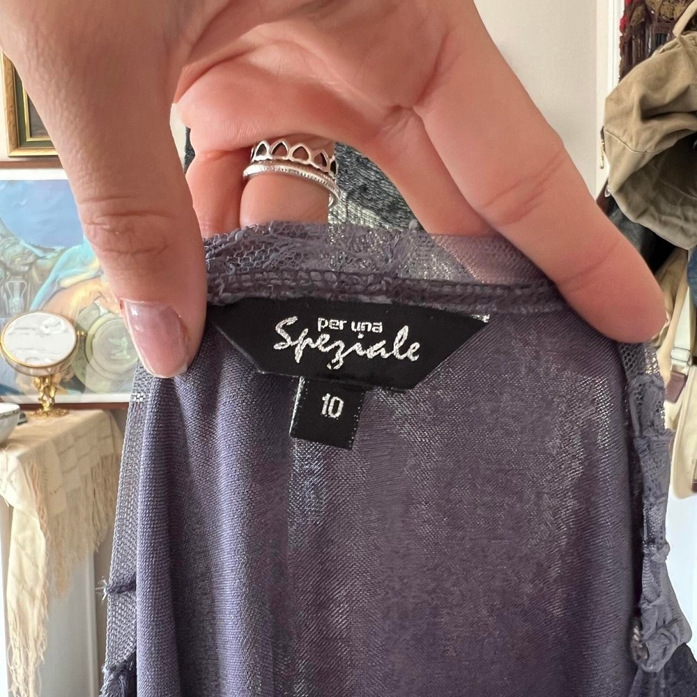 Per Una Speziale Gray Fairy Grunge Pleated Mini Dress Floral Lace Tunic Top 10 - Picture 4 of 5